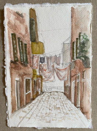 Calle Gian Battista Tiepolo Venezia watercolour Soula Mantalvanos