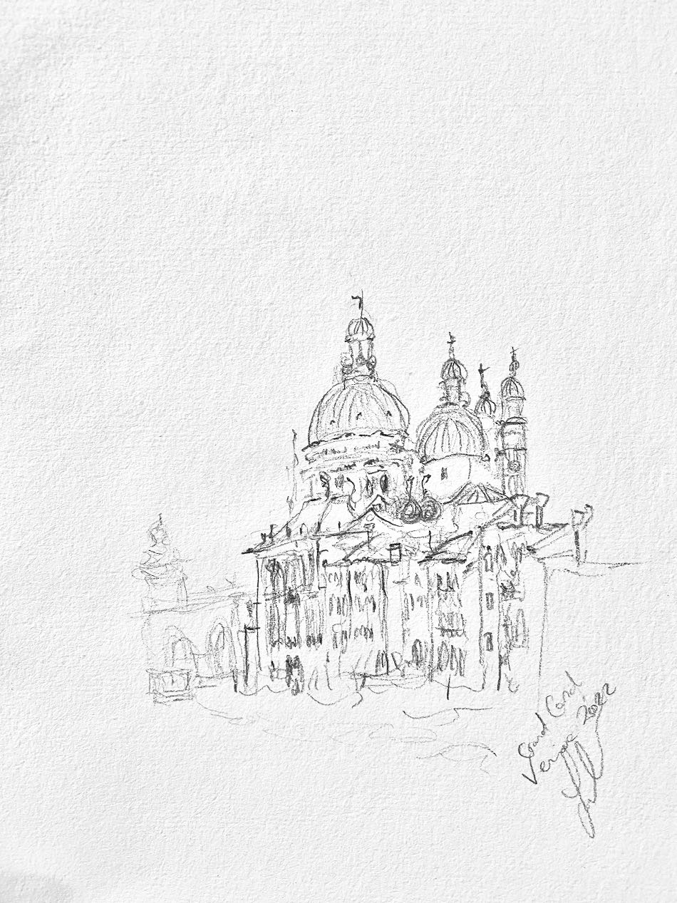 Soula Mantalvanos Grand Canale Venice graphite drawing paper size 27 x 18cm $580f