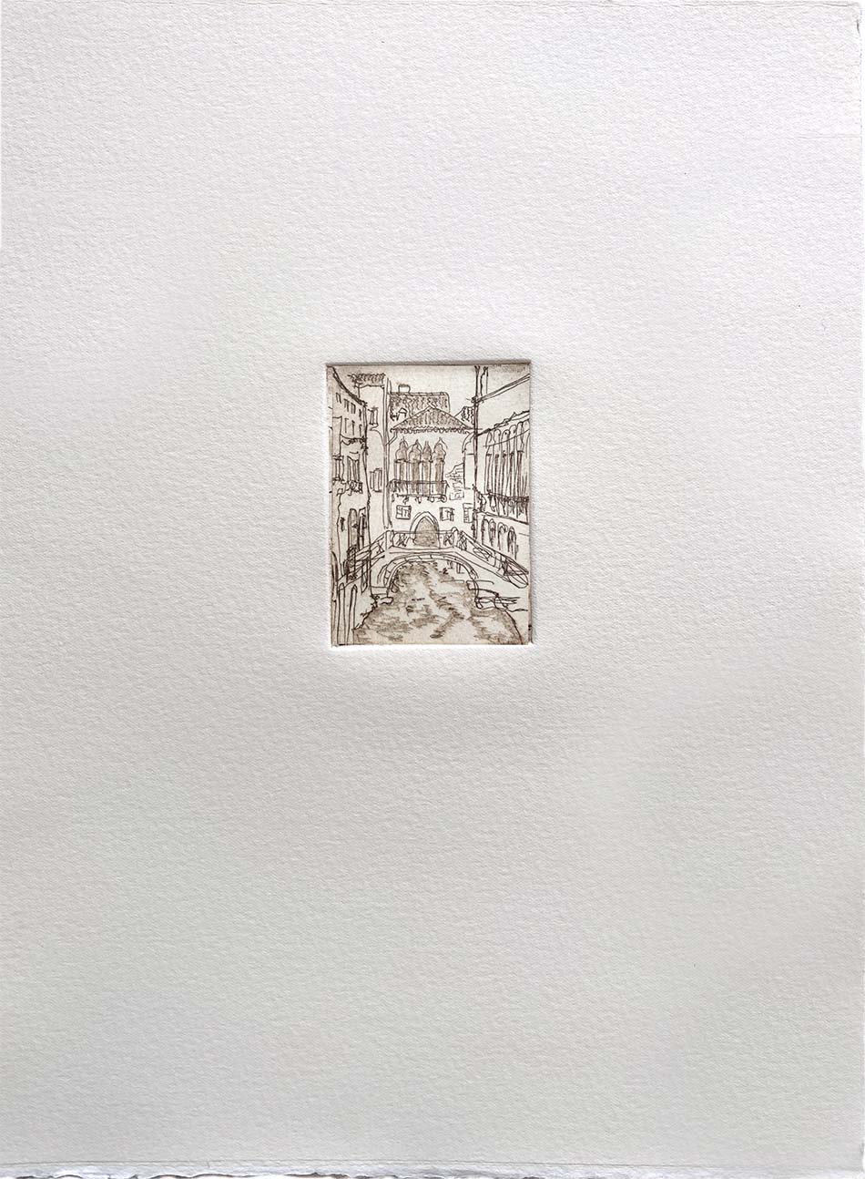 Soula Mantalvanos Piscina S. Moise Venice 2023 etching 7 x 5cm ed of 10 $210 uf $355 f